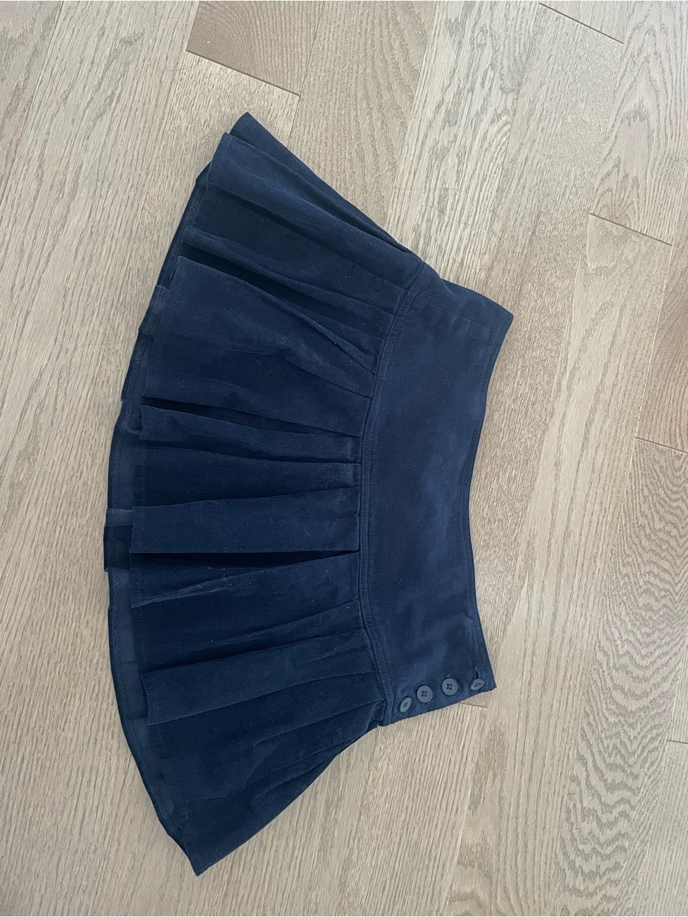 Brandy Melville Navy Pleated Mini Skirt with Side Buttons
